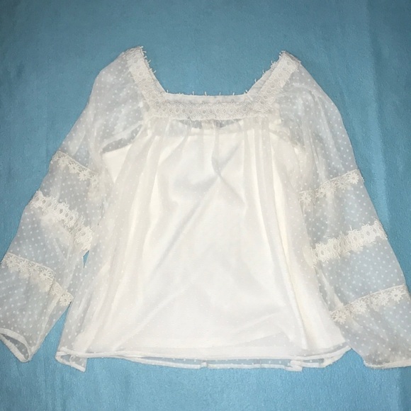 INDIGO Thread Co. vintage blouse white with sheer size L - Picture 2 of 8